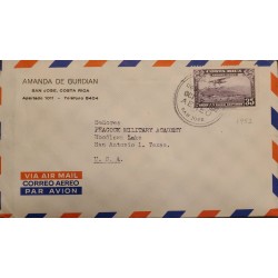 L) 1952 COSTA RICA, MAIL PLANE ABOUT TO LAND, PURPLE, AIRPLANE, 35 CENTS, AIRMAIL, CIRCULATED COVER FROM