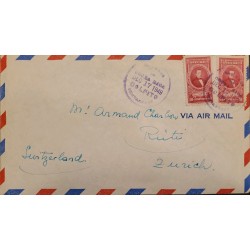L) 1949 COSTA RICA, MANUEL AGUILAR, RED, 40 CENTS, AIRMAIL, CIRCULATED COVER FROM COSTA RICA TO SWIZERLAND