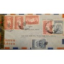 L) 1948 COSTA RICA, MAP, ISLAND COCO, FLAG, CONTINENTAL DEFENSE, BLUE, 5 CENTS, BOAT, CENSORSHIP, AIRMAIL, CIRCULATED