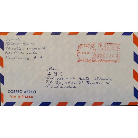 A) 1981, GUATEMALA, FROM ZONA 19 TO FINLAND, POSTAL STATIONARY, AIRMAIL