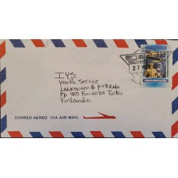 A) 2002, GUATEMALA, COVER SHIPPED TO FINLAND, AIRMAIL, JACINTO RODRIGUEZ AVIATION PIONEER IN GUATEMALA STAMP