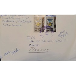 A) 1981, GUATEMALA, COVER SHIPPED TO FINLAND, AIRMAIL, COATS OF ARMS STAMP