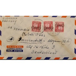 L) 1953 COSTA RICA, OVERPRINT, ROOSEVELT, 30 CENTS, RED, AIRMAIL, CIRCULATED COVER FROM COSTA RICA