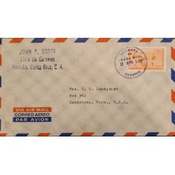 L) 1960 COSTA RICA, PAN AMERICAN FOOTBALL GAMES, PLAYER, SOCCER, AIRMAIL, CIRCULATED COVER FROM COSTA RICA TO USA