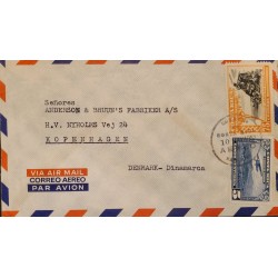 L) 1952 COSTA RICA, MAIL PLANE ABOUT TO LAND, AIRPLANE, BLUE, 5 CENTS, WAR OF NATIONAL LIBERATION, AIRMAIL, CIRCULATED