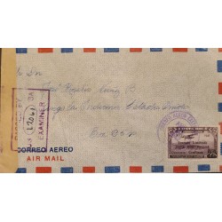 L) 1942 COSTA RICA, MAIL PLANE ABOUT TO LAND, PURPLE, OVERPRINT, BOUNDARY TREATY COSTA RICA PANAMA, 40 CENTS