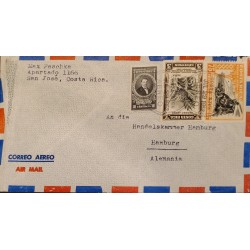 L) 1952 COSTA RICA, BRUNO CARRANZA, PINEAPPLE, WAR OF NATIONAL LIBERATION, AIRMAIL, CIRCULATED COVER FROM