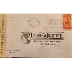 L) 1942 COSTA RICA, FRANCISCO MORAZAN, 15 CENTS, SLOGAN CANCELATION, FOR PEACE AND REST, CONTINENTAL DEFENSE