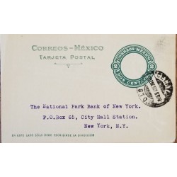 J) 1893 MEXICO, AZTEC CALENDAR 2 CENTS GREEN, AIRMAIL, CIRCULATED COVER, FROM GUANAJUATO TO NEW YORK