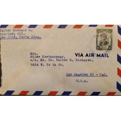 L) 1947 COSTA RICA, RAFAEL YGLESIAS, PRESIDENT, FIFTY-YEAR OF THE THEATER, AIRMAIL, CIRCULATED COVER FROM COSTA RICA TO USA