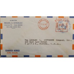 L) 1949 COSTA RICA, METHER STAMPS, 0.10 CENTS, AIRMAIL,CIRCULATED COVER FROM COSTA RICA TO USA