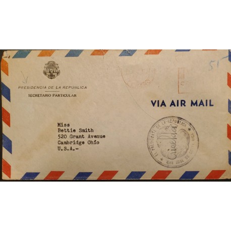 L) 1949 COSTA RICA, METHER STAMPS, AIRMAIL, CIRCULATED COVER FROM COSTA RICA TO USA