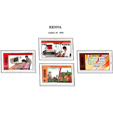 A) 1990, KENYA, ANNIVERSARY OF THE INTERNATIONAL TELECOMMUNICATIONS UNION, 125 YEARS, SET OF 4 STAMPS