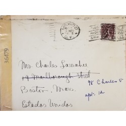 J) 1944 MEXICO, CROSS OF PALENQUE, OPEN BY EXAMINER, WITH SLOGAN CANCELLATION, AIRMAIL, CIRCULATED COVER, FROM MEXICO TO USA