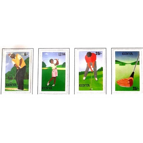 A) 1995, KENYA, GOLF, MULTICOLORED, SET OF 4 STAMPS, XF