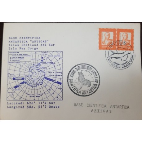 A) 1990, URUGUAY, ARTIGAS ANTARCTIC SCIENTIFIC BASE, FIRST WINTER FLIGHT, JUAN ANTONIO LAVALLEJA STAMP