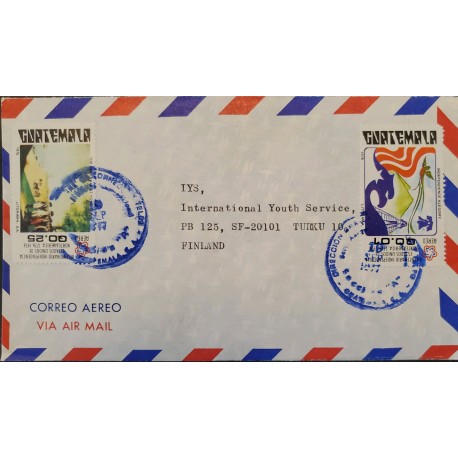A) 1977, GUATEMALA, COVER SHIPPED TO FINLAND, QUETZAL AND THE BELL OF LIBERTY, GENERAL IN YORK TOWN