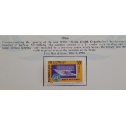 J) 1966 CONGO, COMMEMORATING THE OPENING OF THE NEW WHO HEADQUARTERS BUILDING IN GENEVA, SWITZERLAND