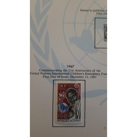 J) 1967 CONGO, COMMEMORATING THE 21ST ANNIVERSARY OF THE UNITED NATIONS INTERNATIONAL CHILDREN'S EMERGENCY