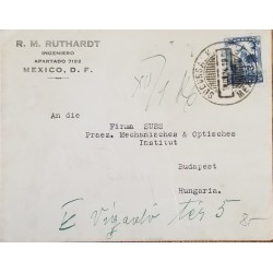 J) 1924 MEXICO, CUUAUHTEMOC MONUMENT, AIRMAIL, CIRCULATED COVER, FROM MEXICO TO HUNGARY