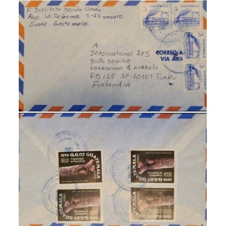 A) 1978, GUATEMALA, FROM ZONA 10 TO FINLAND, AIRMAIL, MIGUEL ANGEL ASTURIAS CULTURAL CENTER