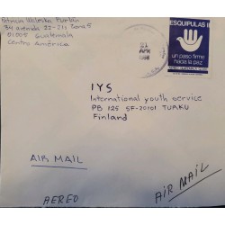 A) 1988, GUATEMALA, FROM ZONA 5 TO FINLAND, AIRMAIL, ADDRESSED TO INTERNATIONAL YOUTH SERVICE,