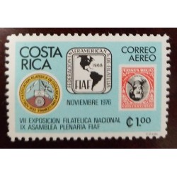 L) 1976 COSTA RICA, PHILATELIC EXPO 76. STAMPS WITH ERROR: WRONGLY PRINTED WITH THE BLUE BACKROUND