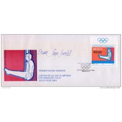 G)1987 MEXICO, OLYMPIC GAMES LOS ANGELES 84, SET OF 4 FDC, SIGNED BY DESIGN AUTHOR, JORGE CANALES, UNUSED