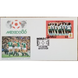 J) 1986 TUVALU, OFFICIAL COMMEMORATIVE COVER, SOCCER WORLD CHAMPIONSHIP OF MEXICO, FDC