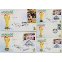 J) 1986 ST VINCENT, MAP, OFFICIAL COMMEMORATIVE COVER, TROPHY, SOCCER WORLD CHAMPIONSHIP OF MEXICO, SET OF 5, FDC