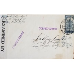 J) 1944 MEXICO, AZTEC BIRDMAN, OPEN BY EXAMINER, AIRMAIL, CIRCULATED COVER, FROM MEXICO TO USA