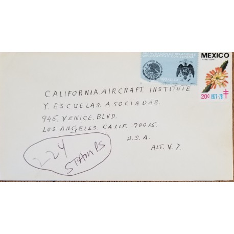 J) 1978 MEXICO, TB SEALS, FLOWER, RESUME OF DIPLOMATIC RELATIONS WITH SPAIN, AIRMAIL, CIRCULATED COVER