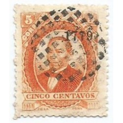 J) 1879 MEXICO, HIDALGO'S HEAD, 5 CENTS ORANGE, MUTE CANCELLATION