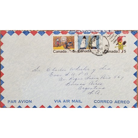A) 1970, CANADA, CHRISTMAS, LETTER SHIPPED TO BUENOS AIRES – ARGENTINA, AIRMAIL, CARTOON, XF