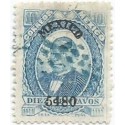 J) 1880 MEXICO, HIDALGO'S HEAD, 10 CENTS BLUE, MEDIUM THICK PAPER "BLUE MUTE"