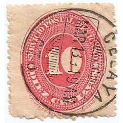 J) 1880 MEXICO, NUMERAL 10 CENTS RED, FRANCO EN CELAYA