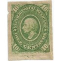 J) 1884 MEXICO, MEDALLION, 10 CENTS GREEN, HIDALGO'S HEAD
