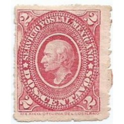 J) 1884 MEXICO, MEDALLION, 2 CENTS RED, HIDALGO'S HEAD, MINT
