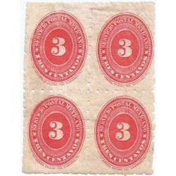 J) 1894 MEXICO, NUMERAL, 3 CENTS RED, BLOCK OF 4, XF