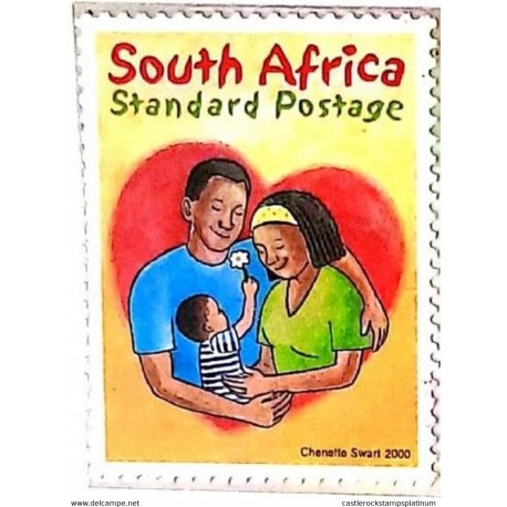 A) 2000, SOUTH AFRICA, NATIONAL FAMILY DAY, CHENETTE SWART, STANDARD POSTAGE, MULTICOLORED