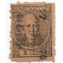 J) 1868 MEXICO, HIDALGO'S HEAD, PACHUCA, WITH DOT, 6 CENTS BRON, ORIGINAL GUM MINT