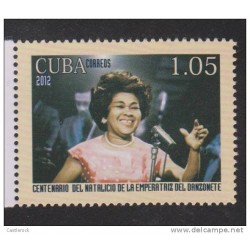 RT) CUBA 2012, SINGER /CENTENARY OF THE BIRTH OF THE EMPRESS OF THE DANZONETE,PAULINA ALVAREZ,1 V,MNH