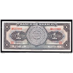 RT) BANKNOTE MEXICO: $ 1 PESO CALENDAR AZTECA 20 , 1959 UNC
