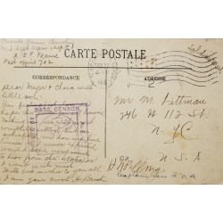 J) 1918 FRANCE, POSTCARD, REGISTERED, PURPLE CANCELLATION, CIRCULATED COVER, FROM FRANCE TO NEW YORK