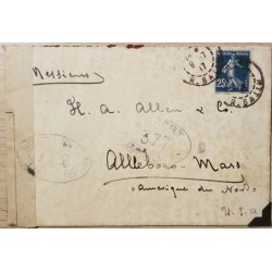 J) 1917 FRANCE, GIRL, OPEN BY EXAMINER, CIRCULATED COVER, FROM FRANCE TO USA