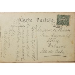 J) 1919 FRANCE, POSTCARD, GIRL, CIRCULATED COVER, FROM FRANCE TO HABANA