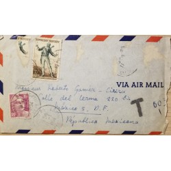 J) 1934 FRENCH ANTARCTICA, MARIANNE, MULTIPLE STAMPS, AIRMAIL, CIRCULATED COVER