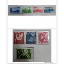 L) 1951 - 1954 JAPAN, NATIONAL PARK, MOUNTAIN, NATURE, WRESTLING, INTERNATIONAL TRADE FAIR, RED, BIRD, 10YEN