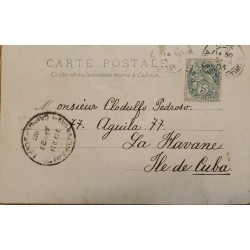 J) 1903 FRANCE, PEACE AND COMMERSE, POSTCARD, CIRCULATED COVER, FROM FRANCE TO CARIBE