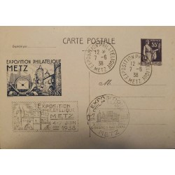 J) 1938 FRANCE, EXPOSITION PHILATELIC OF METZ POSTCARD, POSTAL STATIONARY, XF